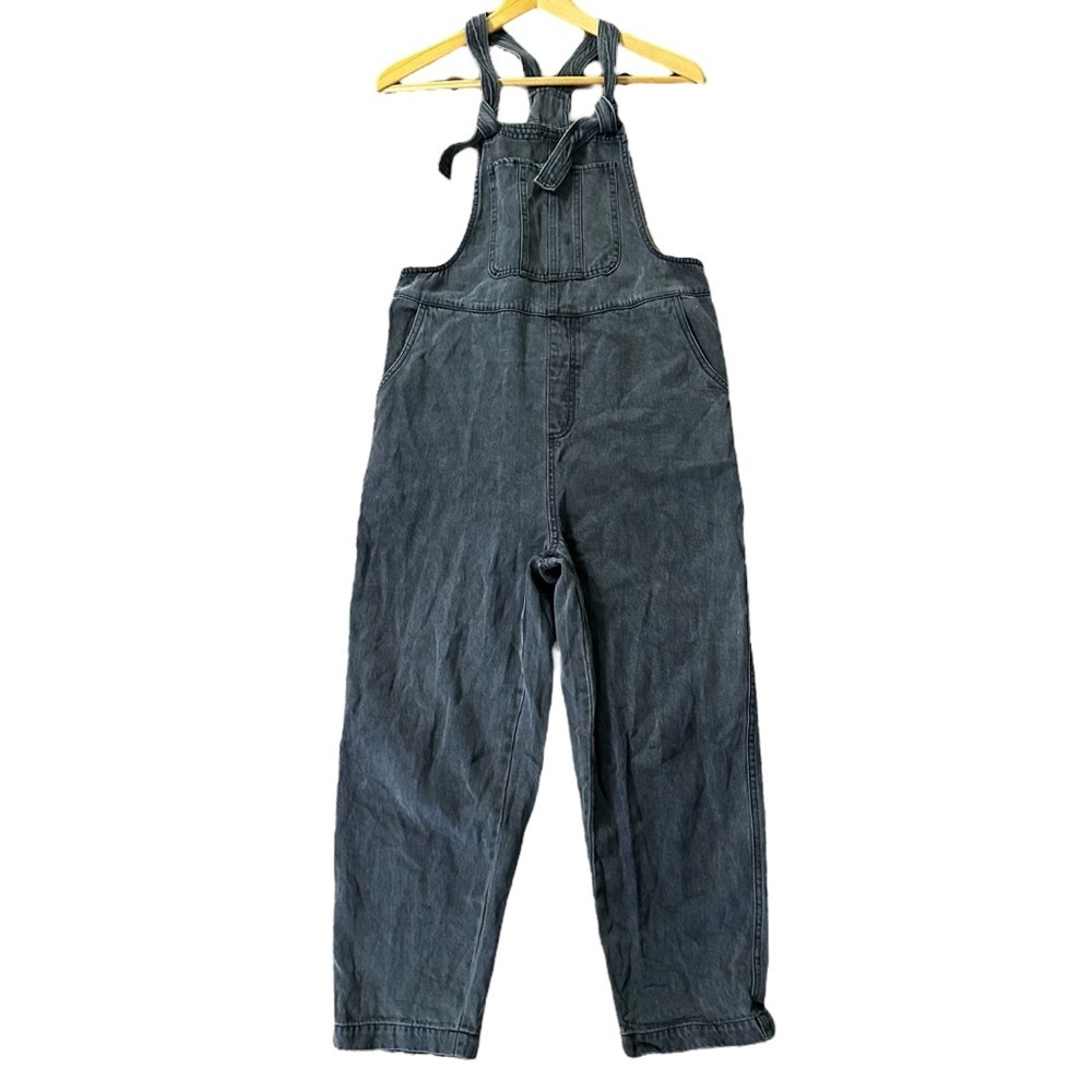 MIOU MUSE Black Denim Overalls Bibs Size Small Cotton Blend Relaxed Comfy